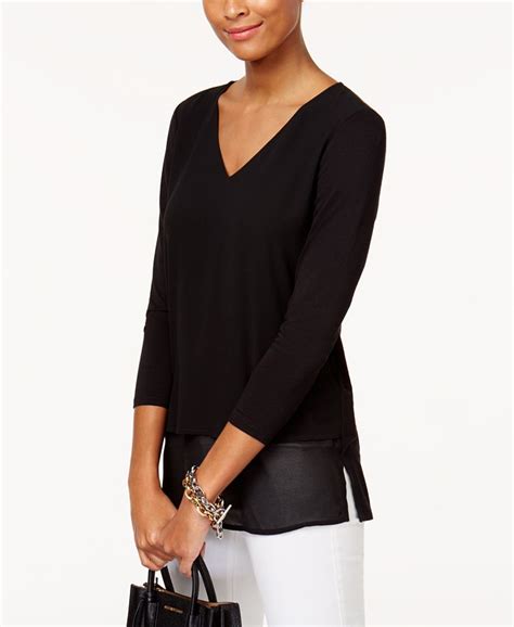 women's michael kors tops|michael kors layered look top.